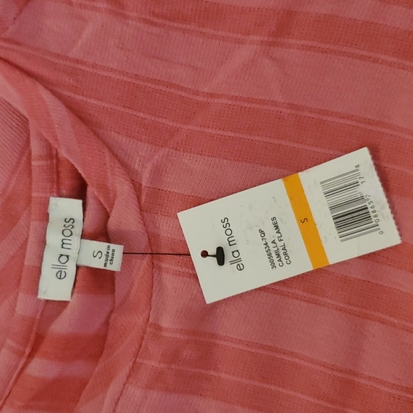 Ella Moss Camilla Coral Stripe Ruffle Drop Waist Short Sleeve Midi Dress Small 4 - Picture 3 of 4